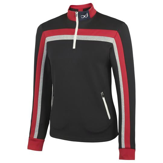 Black with Grey Fleck & Red Stripes Junior Golf 1/4 Zip Jacket